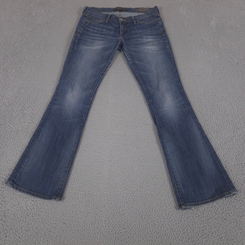 Lucky Brand Jeans Women 10/30 Blue Zoe Bootcut Distressed Hem Denim USA Made Y2K